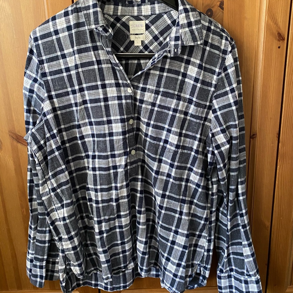 JCrew Plaid Popover Boyfit